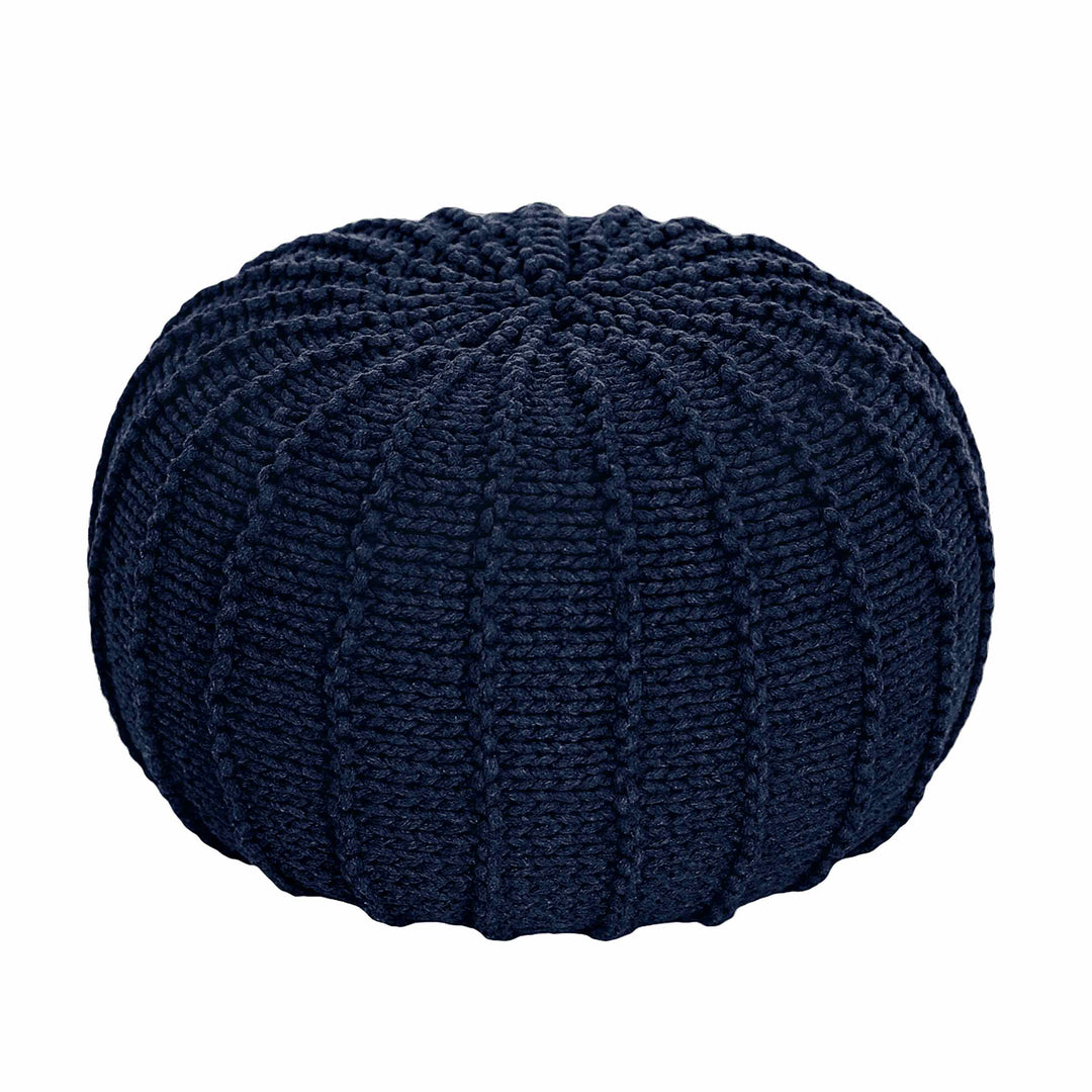 Knitted Pouffe, Small | Navy Blue