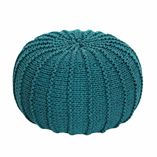 Knitted Pouffe, Small | Ocean Blue