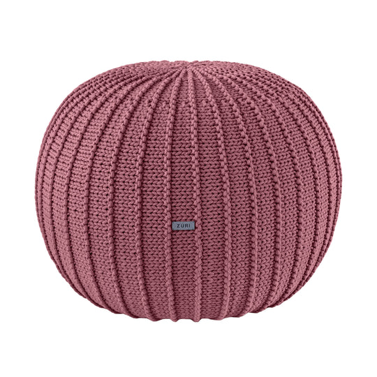 Knitted Pouffe, Medium | Old Rose