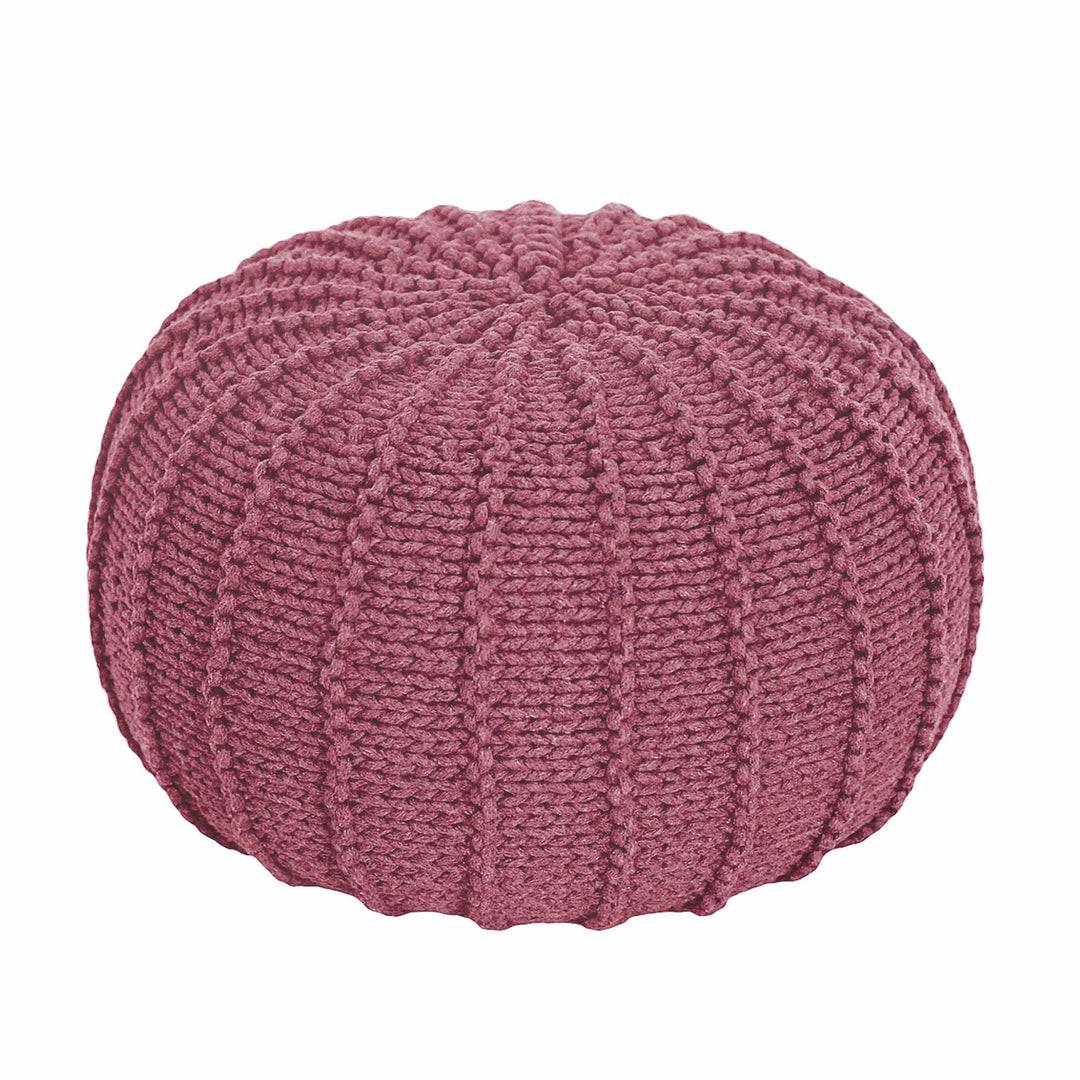 Knitted Pouffe, Small | Old Rose