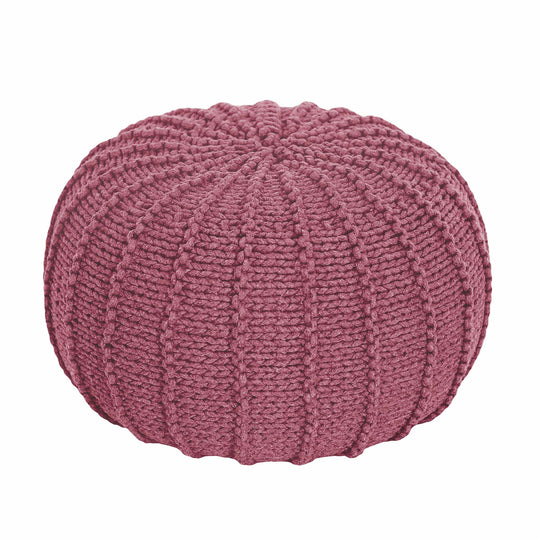 Knitted Pouffe, Small | Old Rose