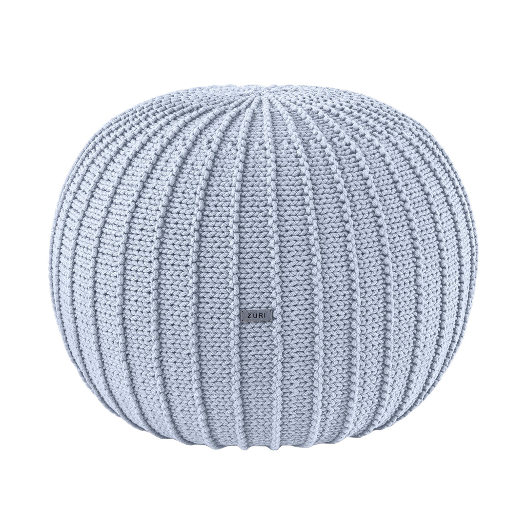 Knitted Pouffe, Medium | Baby Blue