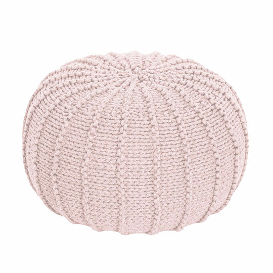 Knitted Pouffe, Small | Pale Pink