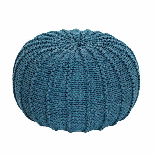 Knitted Pouffe, Small | Petrol