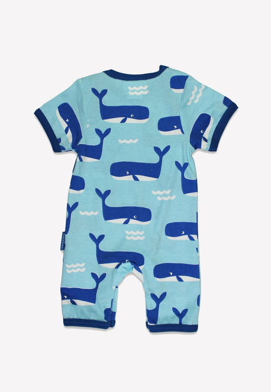 Organic Whale Waves Print Romper