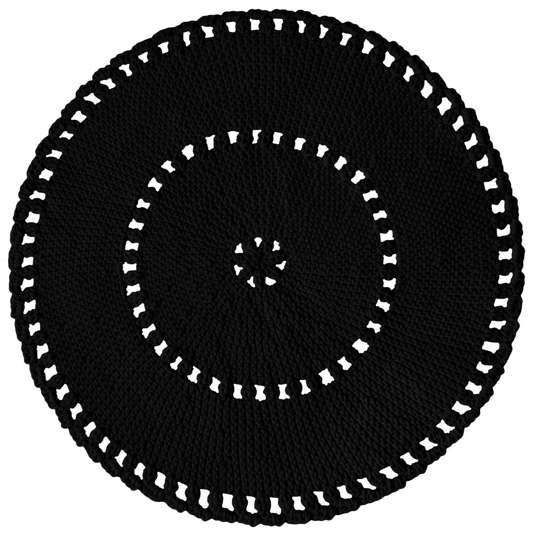 Crochet Boho Rug | Black