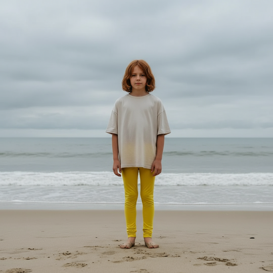 Yellow leggings on a light yellow background