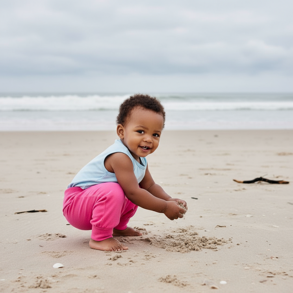 Pink baby pants on a pink background