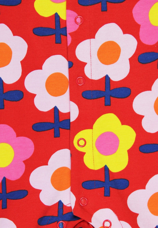 Organic Pink Flower Print Sleepsuit