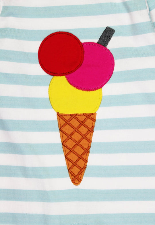Organic Ice Cream Applique Short-Sleeved T-Shirt