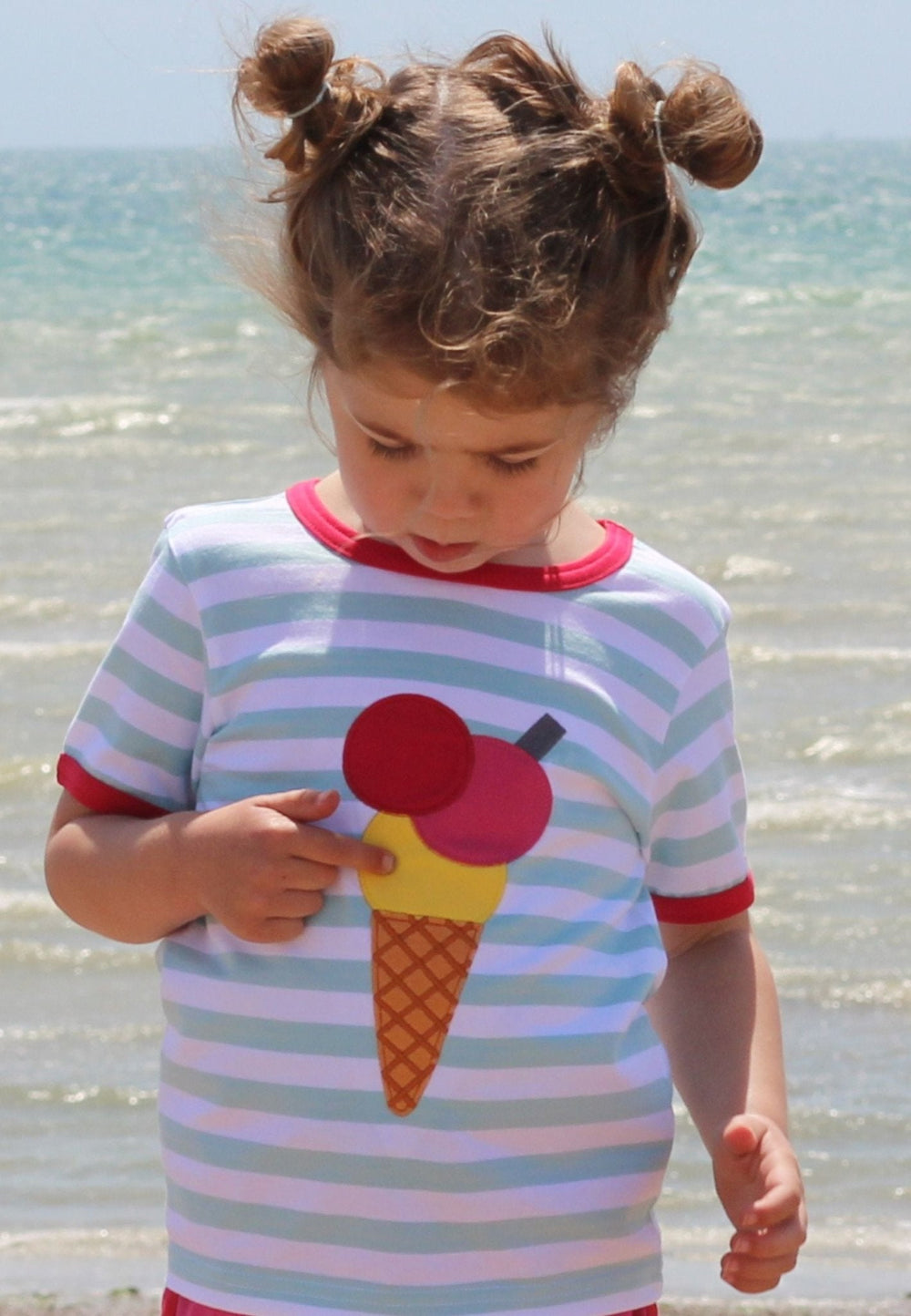 Organic Ice Cream Applique Short-Sleeved T-Shirt