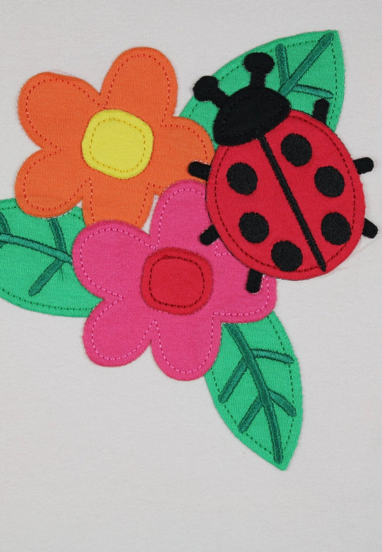 Organic Ladybird Applique Short-Sleeved T-Shirt