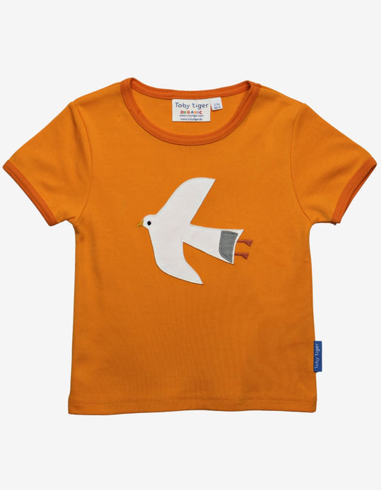 Organic Seagull Applique Short-Sleeved T-Shirt