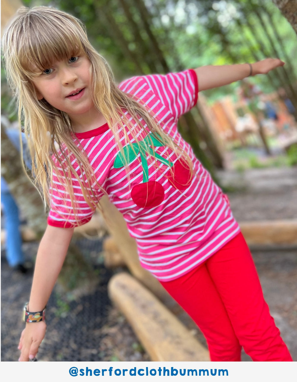 Organic Cherry Applique Short-Sleeved T-Shirt
