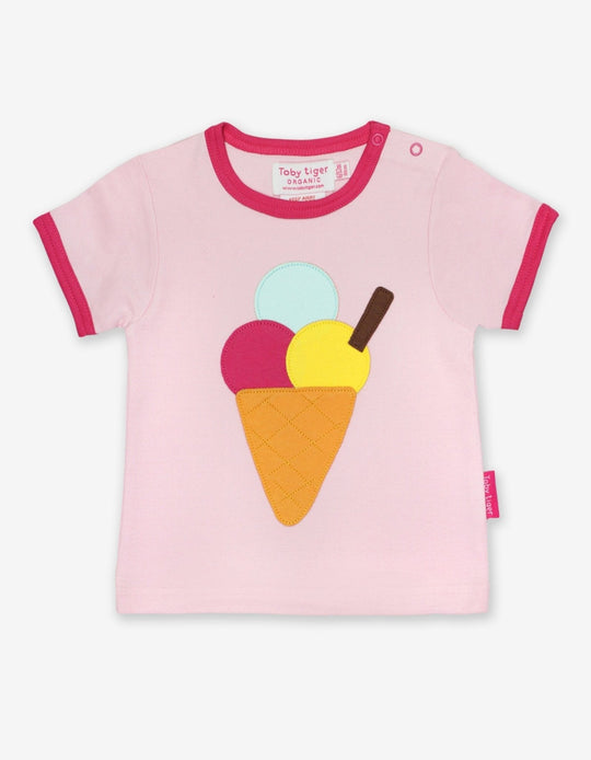 Organic Ice Cream Applique Short-Sleeved T-Shirt