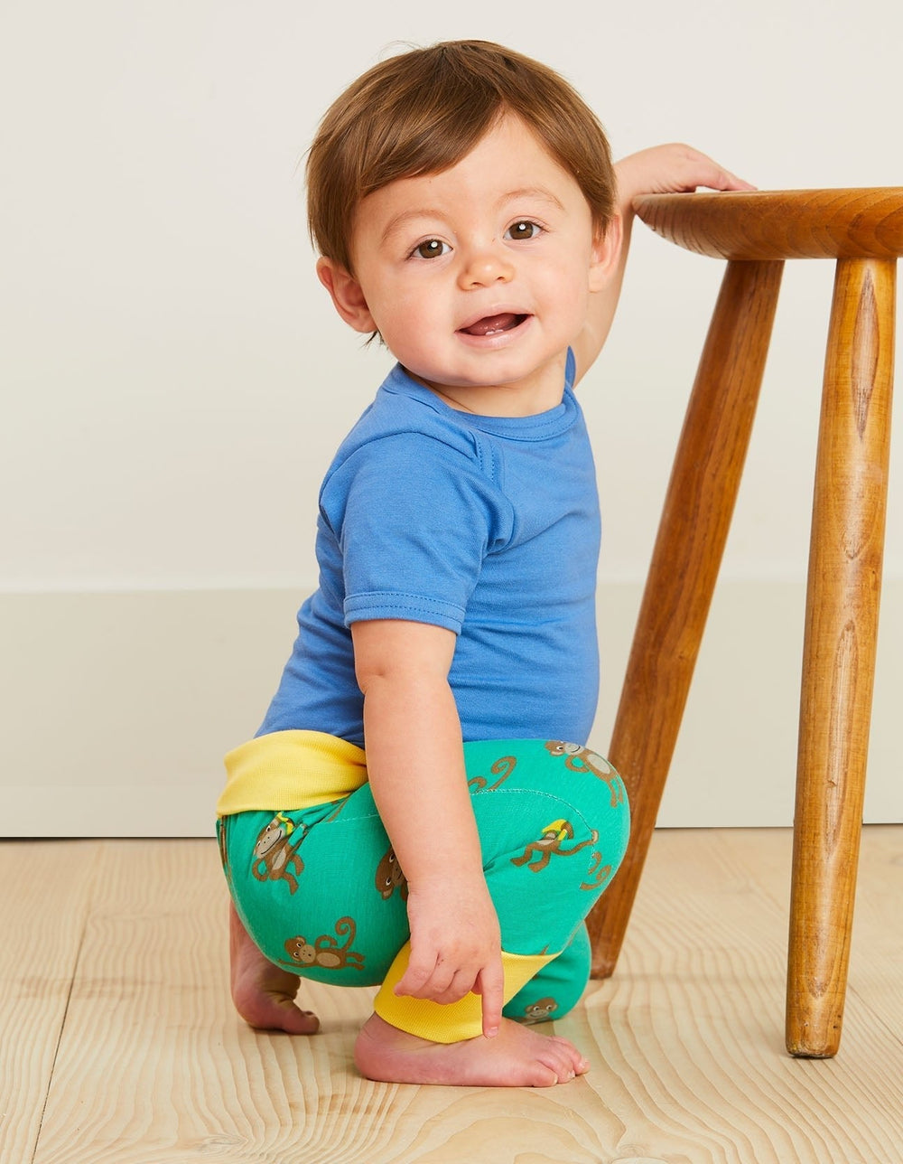 Organic Blue Basic Short-Sleeved Baby Bodysuit