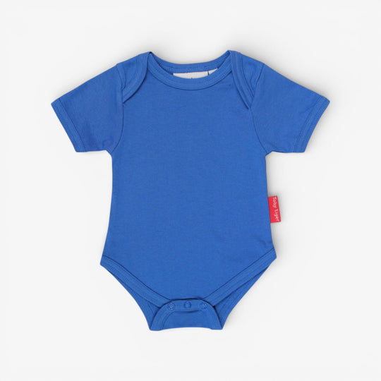 Organic Blue Basic Short-Sleeved Baby Bodysuit