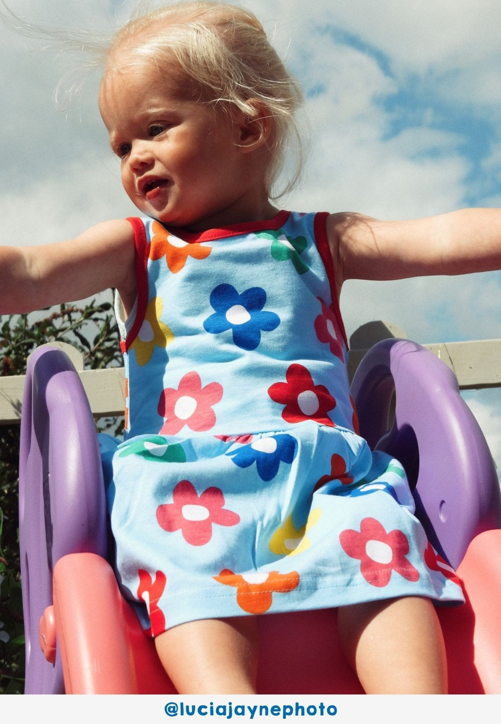 Organic Rainbow Bloom Print Summer Dress