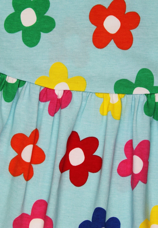 Organic Rainbow Bloom Print Summer Dress