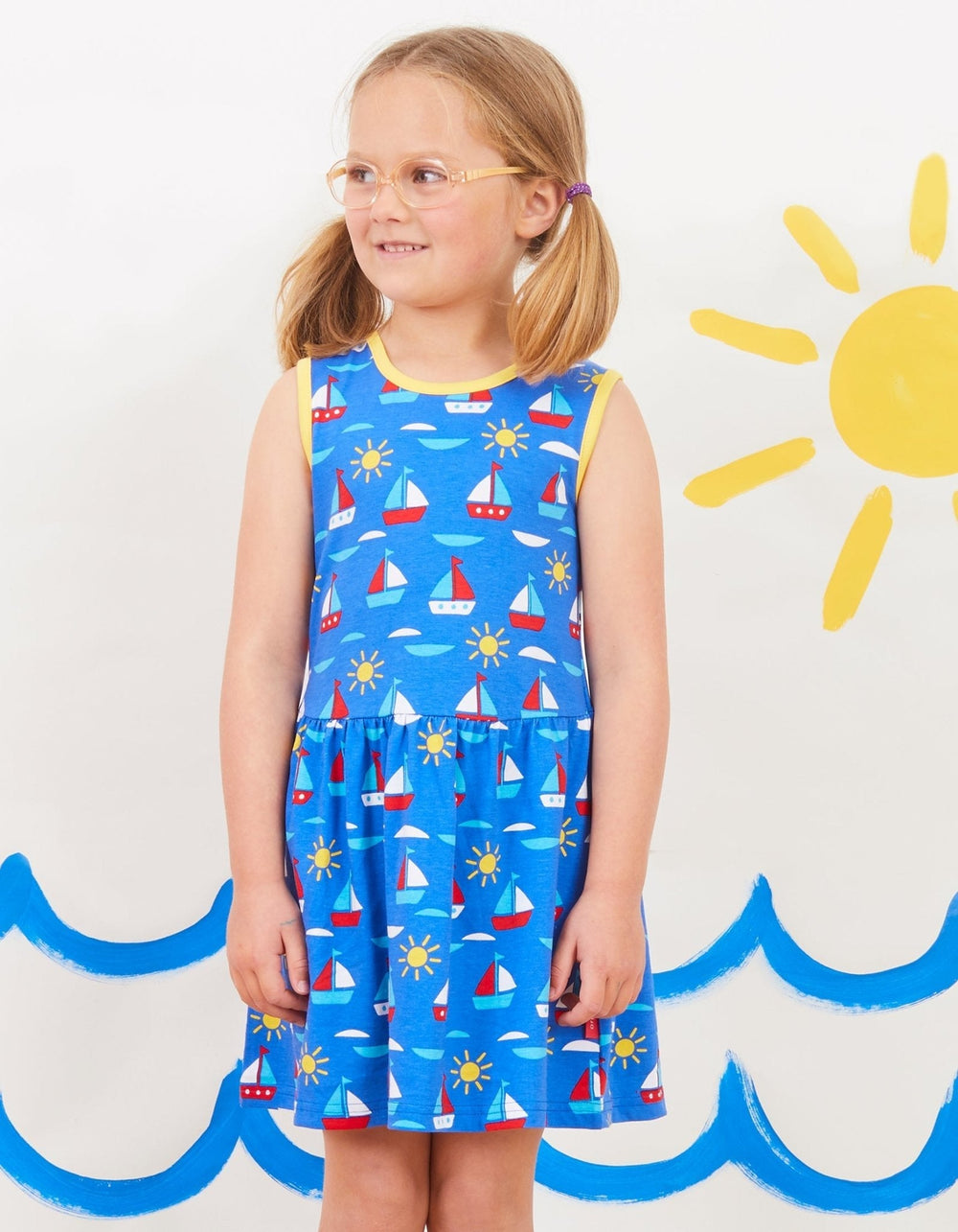 Organic Boat Print Summer Dress