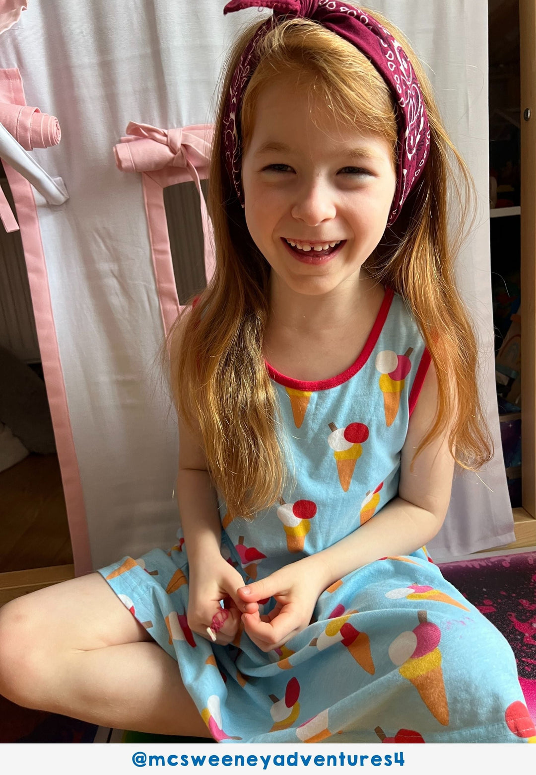 Organic Ice Cream Cones Print Summer Dress