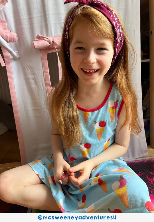 Organic Ice Cream Cones Print Summer Dress