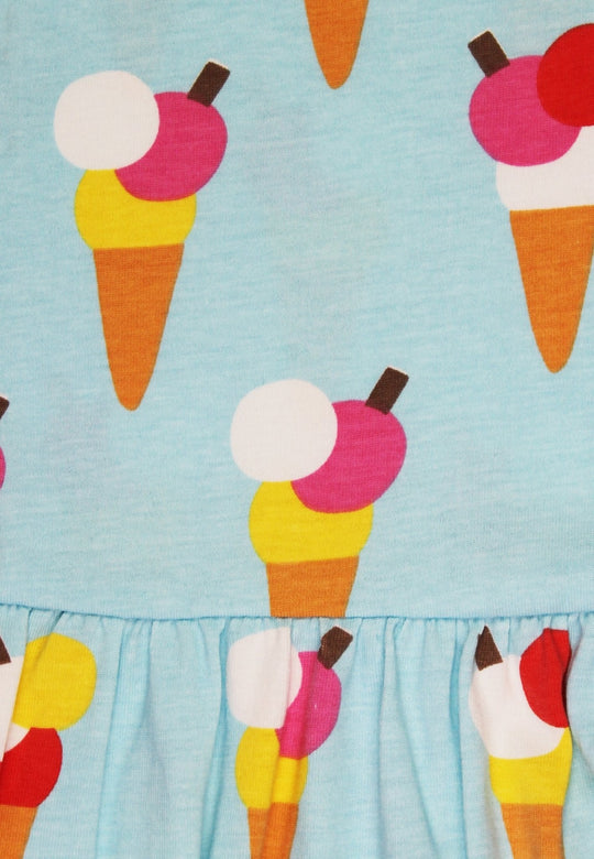 Organic Ice Cream Cones Print Summer Dress
