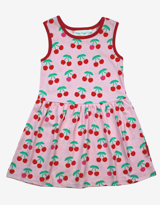 Organic Cherry Print Summer Dress