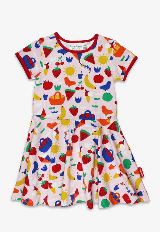 Organic Picnic Print Short Sleeved Skater Dress