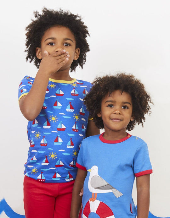 Organic Boat Print Short-Sleeved T-Shirt