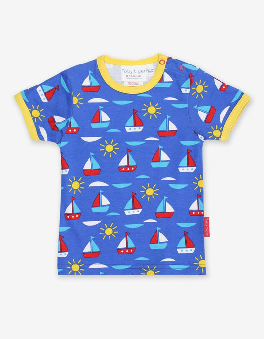 Organic Boat Print Short-Sleeved T-Shirt