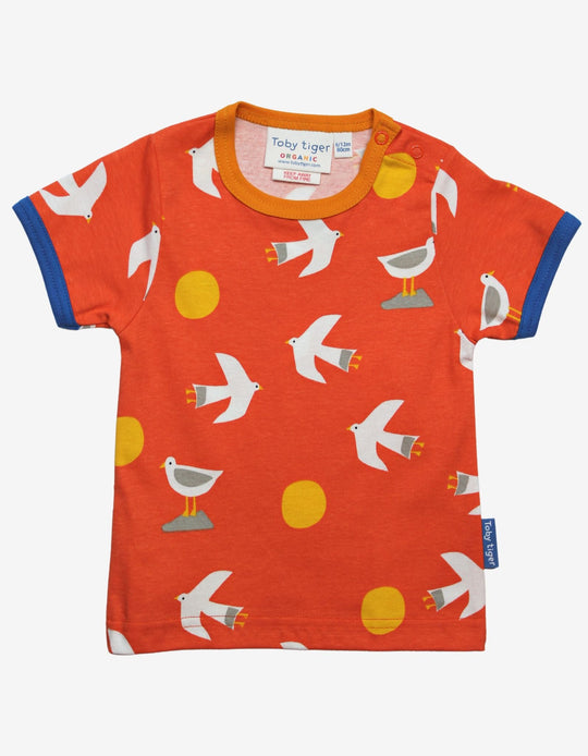 Organic Seagull Print Short-Sleeved T-Shirt