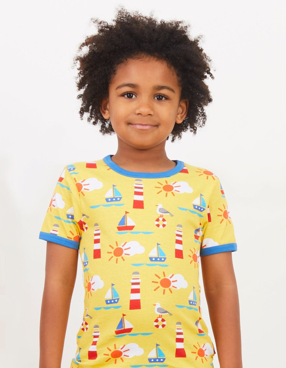 Organic Seaside Print Short-Sleeved T-Shirt
