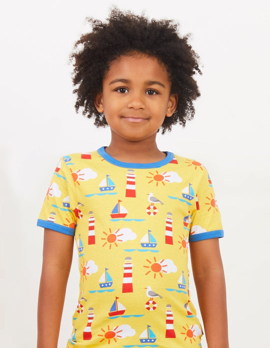 Organic Seaside Print Short-Sleeved T-Shirt