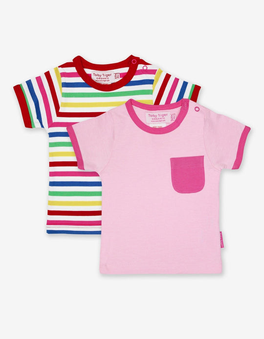 Organic Pink Multi Stripe 2-Pack Short-Sleeved T-Shirt