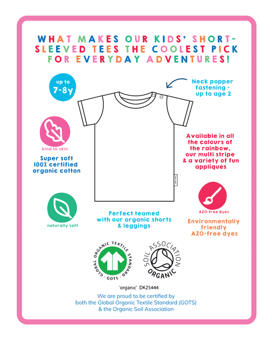 Organic Pink Rainbow Stripe Print Short-Sleeved T-Shirt