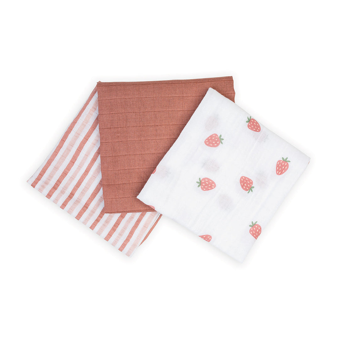 3 Pack Mini Muslin Cloths - Strawberries