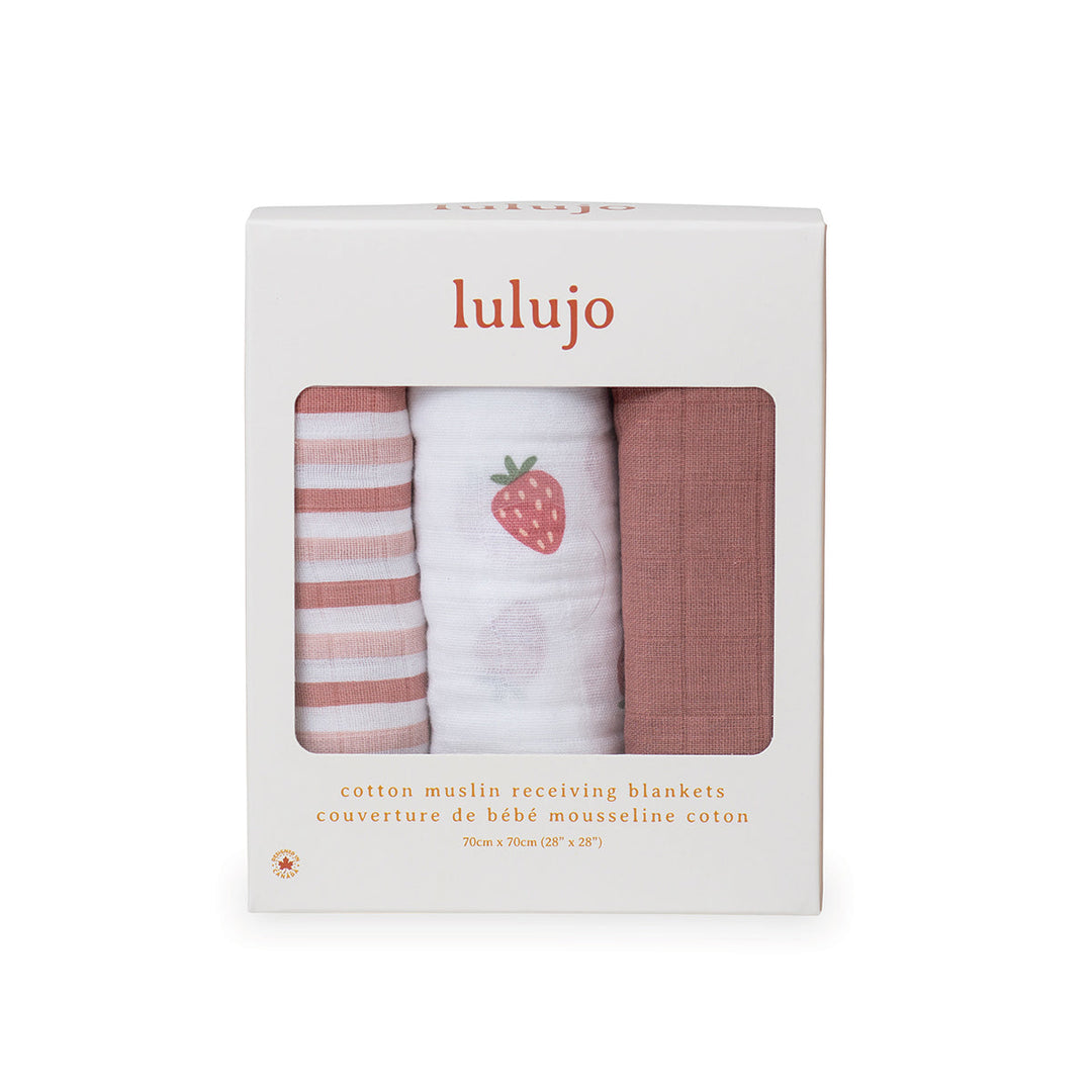 3 Pack Mini Muslin Cloths - Strawberries
