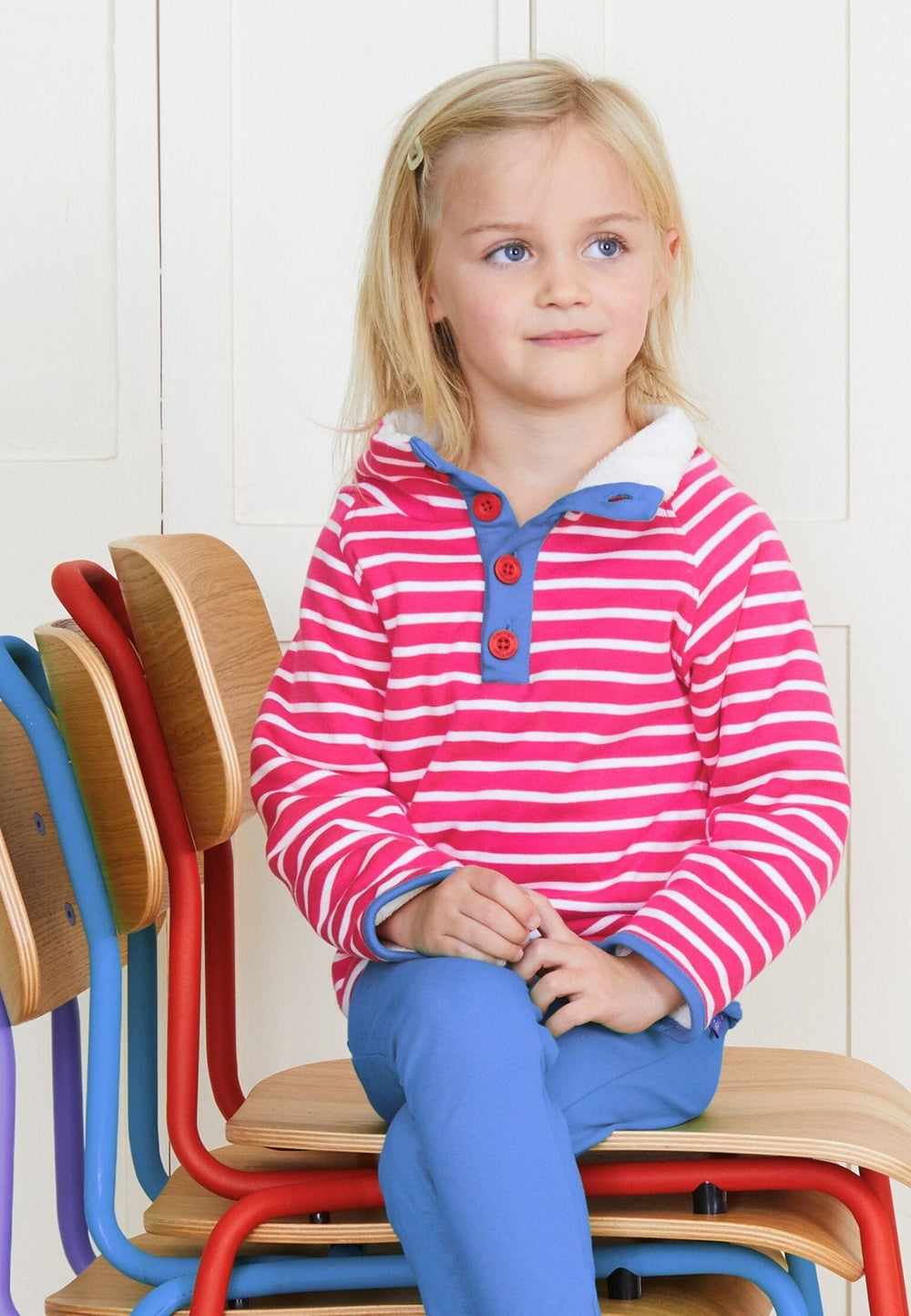 Organic Pink Breton Cosy Fleece Sweatshirt
