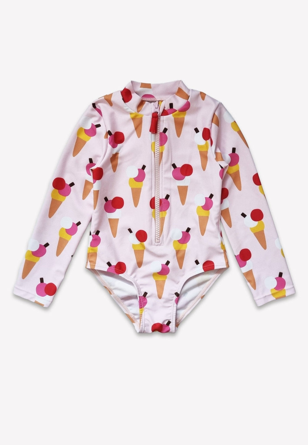 Ice Cream Cones Print Long-Sleeved Kids' Swimsuit