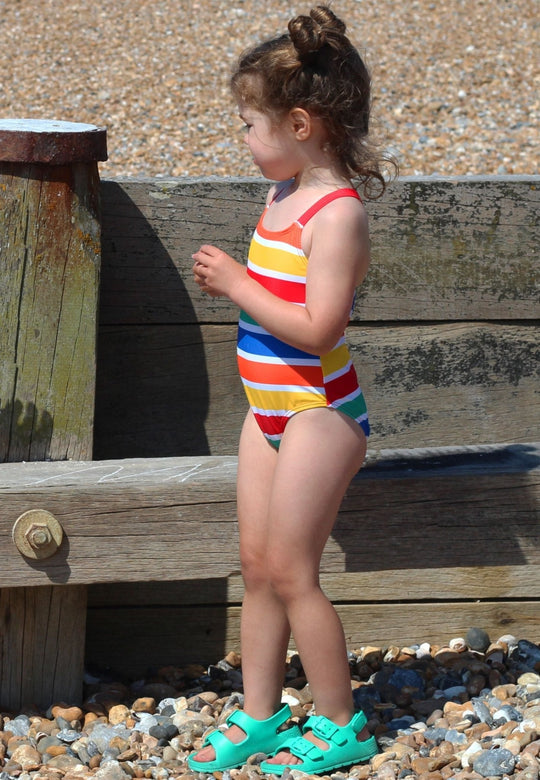 Happy Stripe Print Kids' Swimsuit