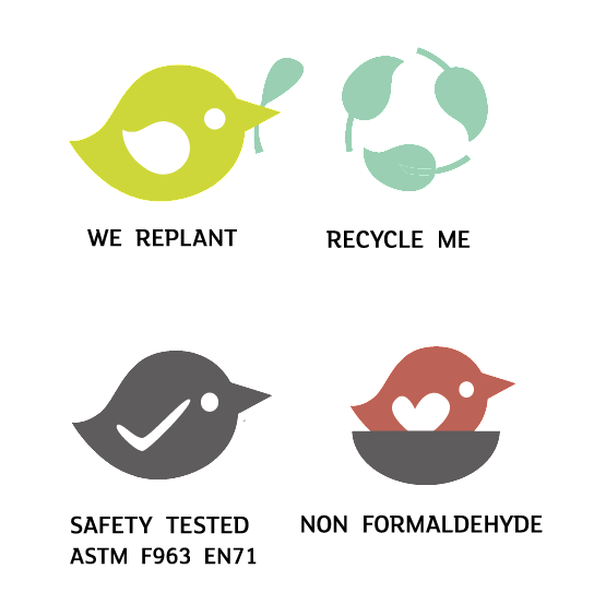Set of environmental and safety logos with text on a white background