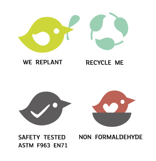 Set of environmental and safety icons with text on a white background