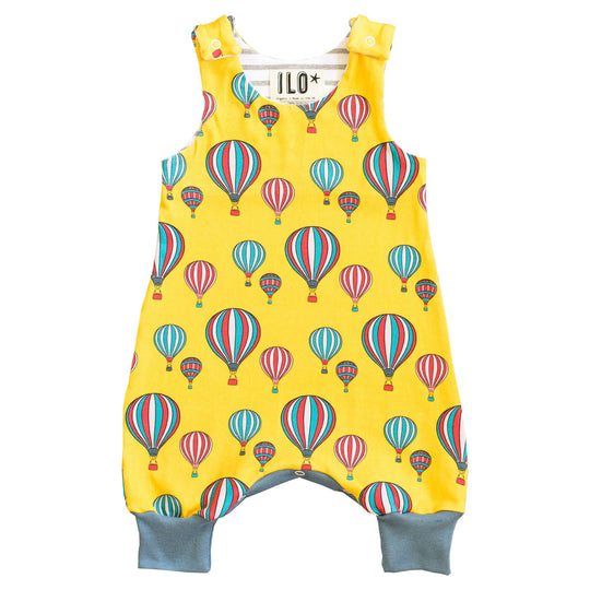 Yellow Hot Air Balloons Organic Romper