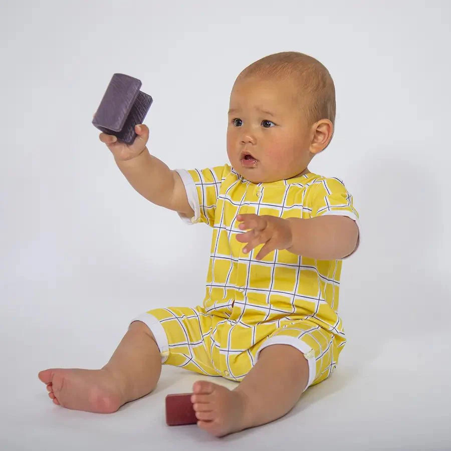 Yellow Check Baby Romper