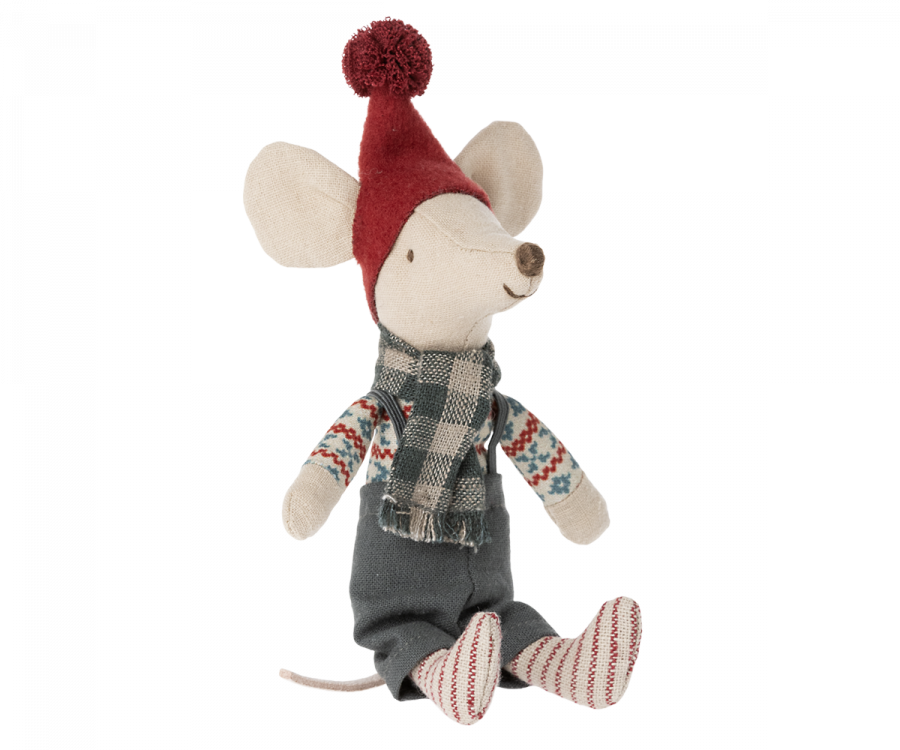 Maileg | Christmas Mouse in Dungarees - Moo Like a Monkey