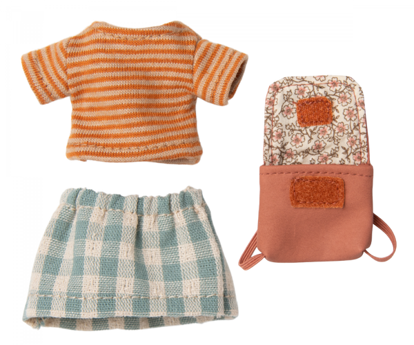 Maileg | Little Mouse in Skirt & Backpack - Old Rose