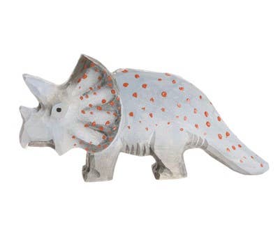 Hand Carved Wooden Animal | Triceratops Dinosaur
