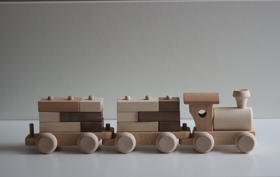 Handmade Wooden Vehicles | Train with Playing Blocks - Moo Like a Monkey