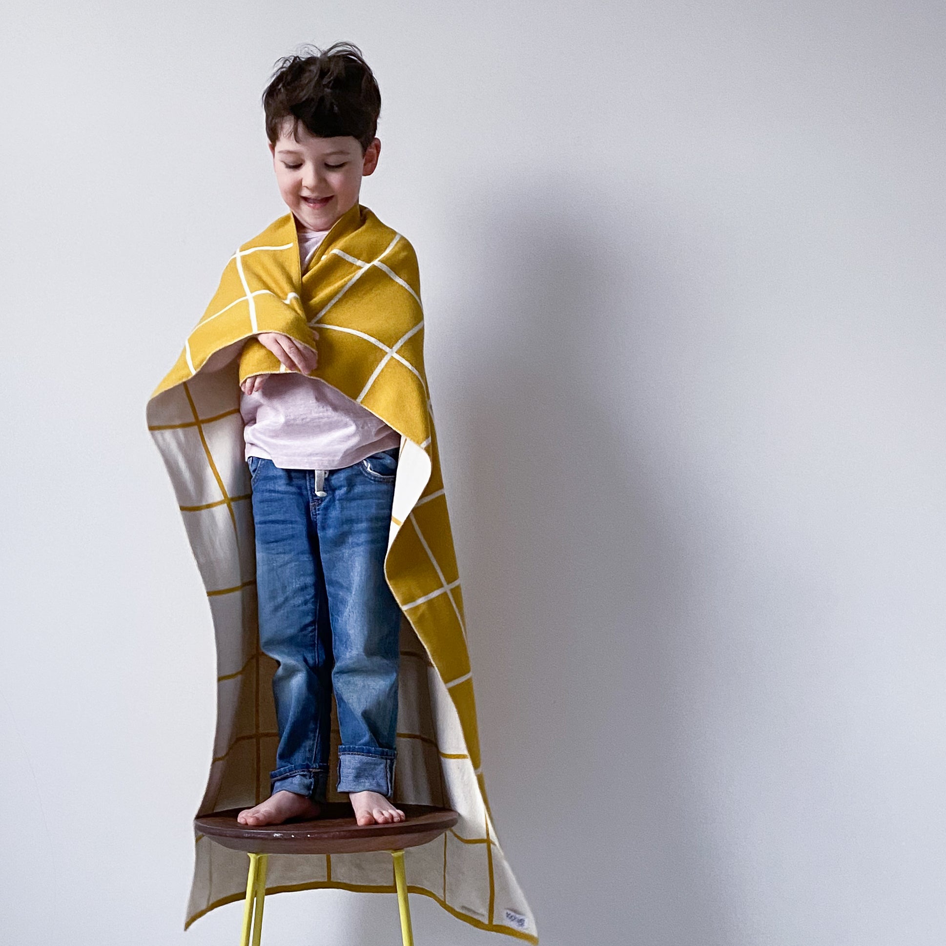 Sophie Home Baby Blanket | Reversible Citrus Grid - Moo Like a Monkey